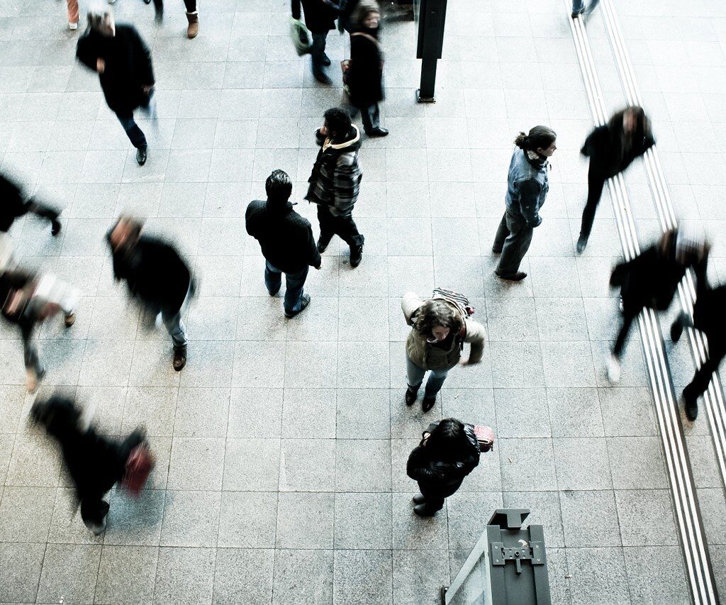 pedestrians, rush hour, blurred